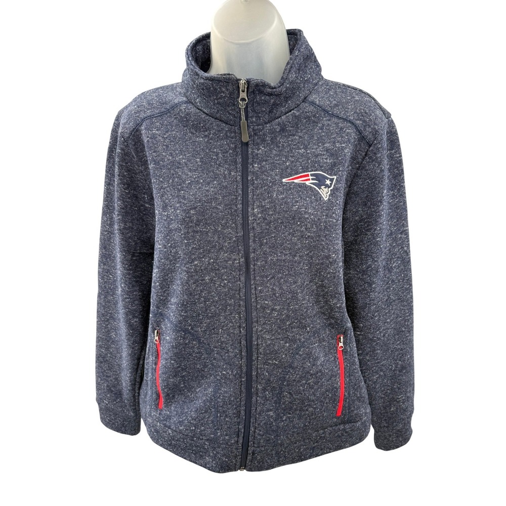 NFL Team Apparel New England Patriots Womens XL Blue Full Zip Fleece Jacket NEW